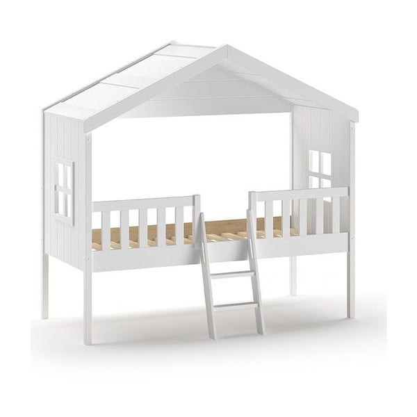 Повдигнато детско легло бяла къща 90x200 cm Housebed - Vipack