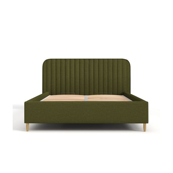 Зелено единично легло 120x200 cm тапицирано с място за съхранение с включена подматрачна рамка Noto – Maison de Rêve-image-2
