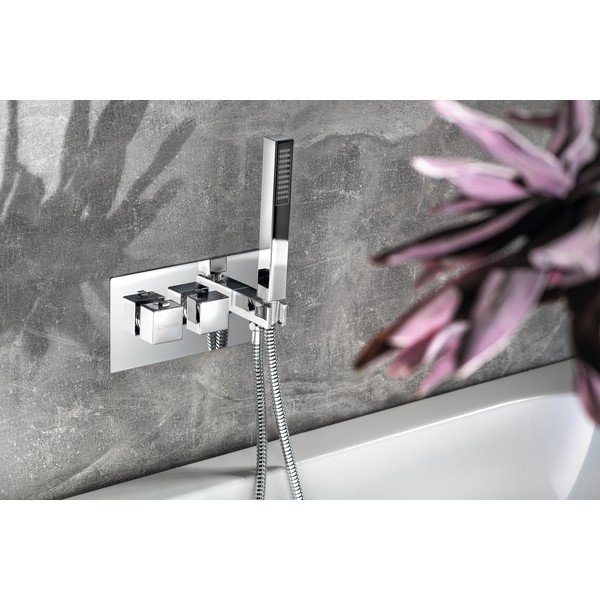 Вградена душ батерия в лъскаво-сребрист цвят (2 изхода) Latus – Sapho-image-2