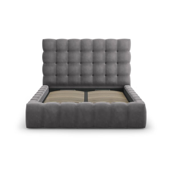 Сиво тапицирано двойно легло с място за съхранение и решетка 160x200 cm Bali - Cosmopolitan Design-image-2