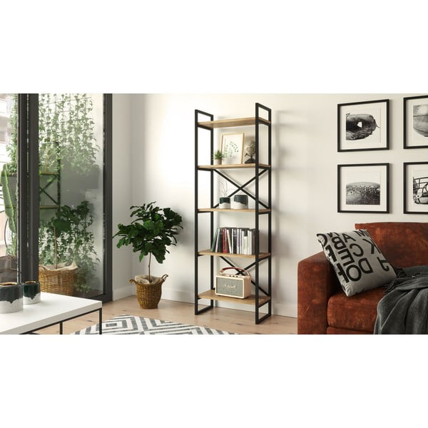 Черен/естествен рафт от бор 58x175 cm Nicol - Kalune Design-image-3