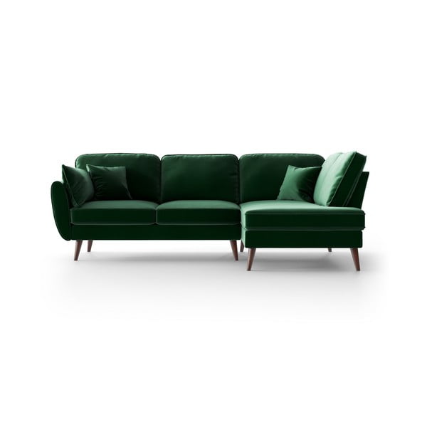 Ъглов диван от зелено кадифе , десен ъгъл Auteuil - My Pop Design