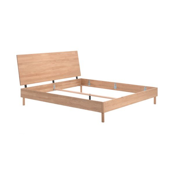 Двойно легло от масивен дъб без ламелно дъно в естествен цвят 180x200 cm Forrest – Vipack-image-2