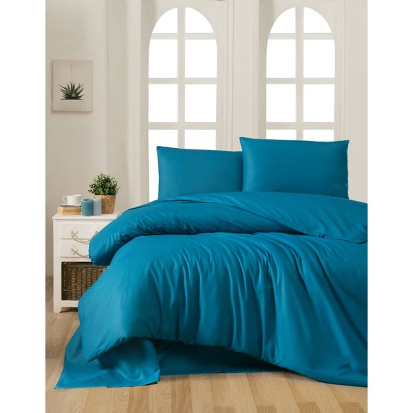 Памучно спално бельо за двойно легло в цвят петрол 200x200 cm - Mijolnir