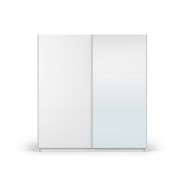 Бял гардероб с огледало и плъзгащи се врати 200x215 cm Lisburn - Cosmopolitan Design