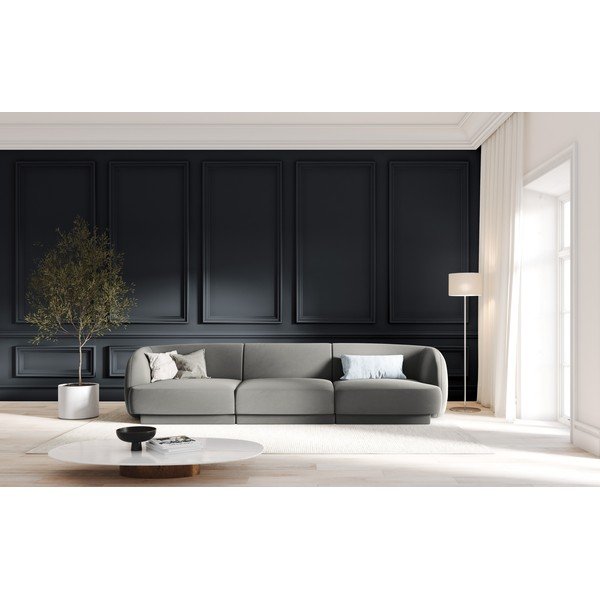 Сив кадифен диван 259 cm Miley - Micadoni Home-image-1