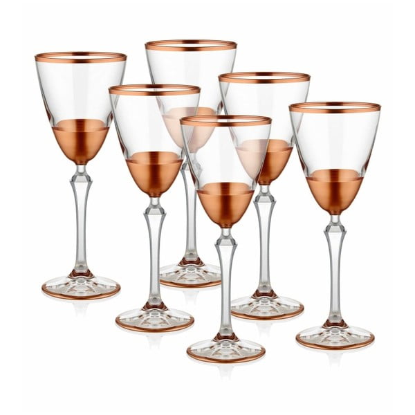 Комплект от 6 чаши за вино с меден декор - The Mia
