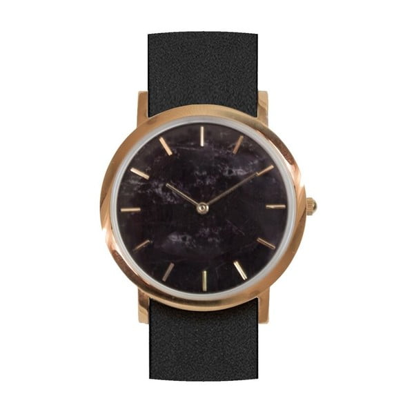 Černé mramorové hodinky s černým řemínkem Analog Watch Co. Classic