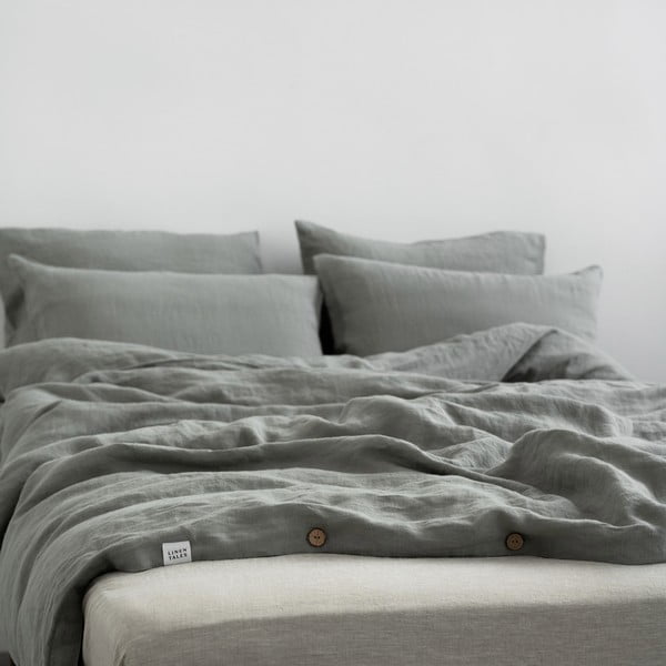 Ленено удължено спално бельо за двойно легло в цвят каки 200x220 cm - Linen Tales-image-3