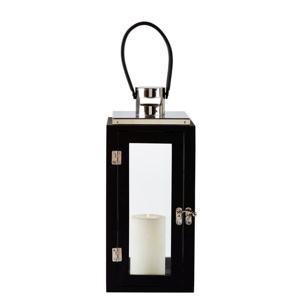 Черен дървен фенер , височина 29,5 cm - KJ Collection