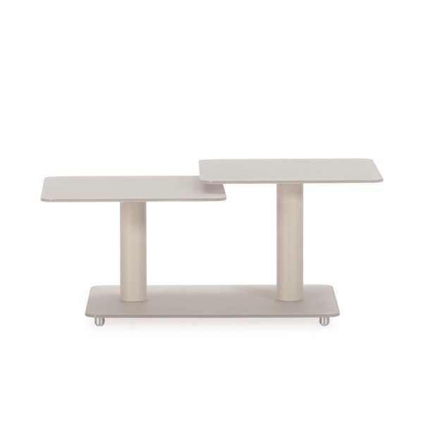 Кремава стъклена масичка за кафе 54x115 cm Elvi – Marckeric-image-1