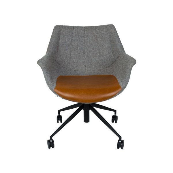 Сив офис стол с кафяви детайли Doulton - Zuiver-image-2