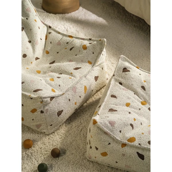 Бял детски пуф от букле и шенил Terrazzo Square – Wigiwama-image-4