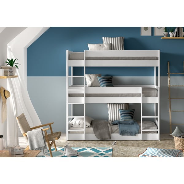 Бяло триетажно легло от борова дървесина 90x200 cm Scott - Vipack-image-2