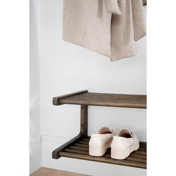 Тъмнокафяв висящ шкаф за обувки от дъбова дървесина Inverness - Rowico-image-3