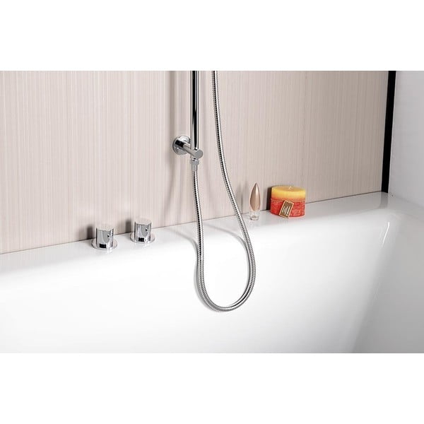 Стенна месингова душ релса  в лъскаво сребристо с подвижен държач и с извод за вода 76 cm Daniela – Sapho-image-4