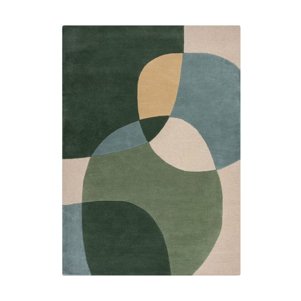 Зелен ръчно изработен вълнен килим 120x170 cm Glow Green & Blue – Flair Rugs