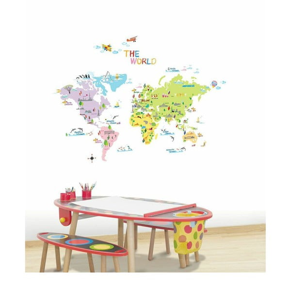 Комплект стикери за стена "Карта на света за деца - Ambiance