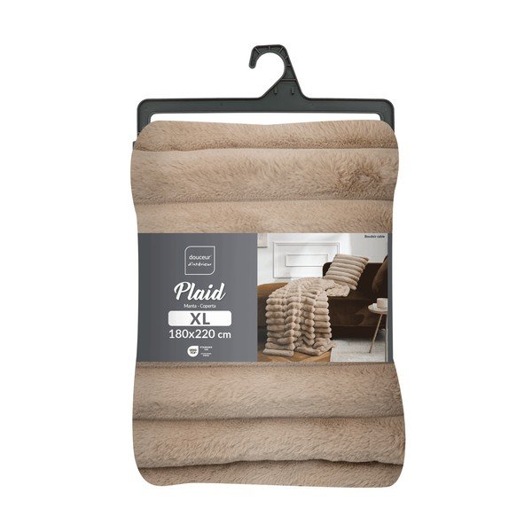 Светлокафяво одеяло от микроплюш 180x220 cm Boudoir – douceur d'intérieur-image-4
