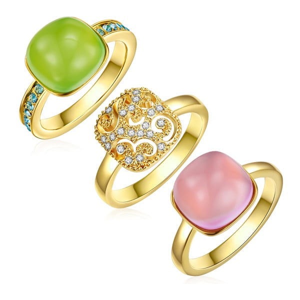 Sada 3 prstenů s krystaly Swarovski Lilly & Chloe Chloé, vel. 60