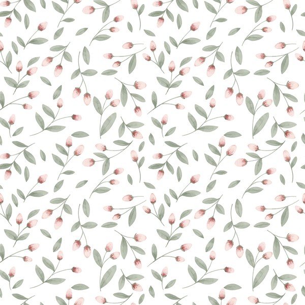Детски тапет от нетъкан текстил 10 м x 50 см Flower Buds – Lilipinso