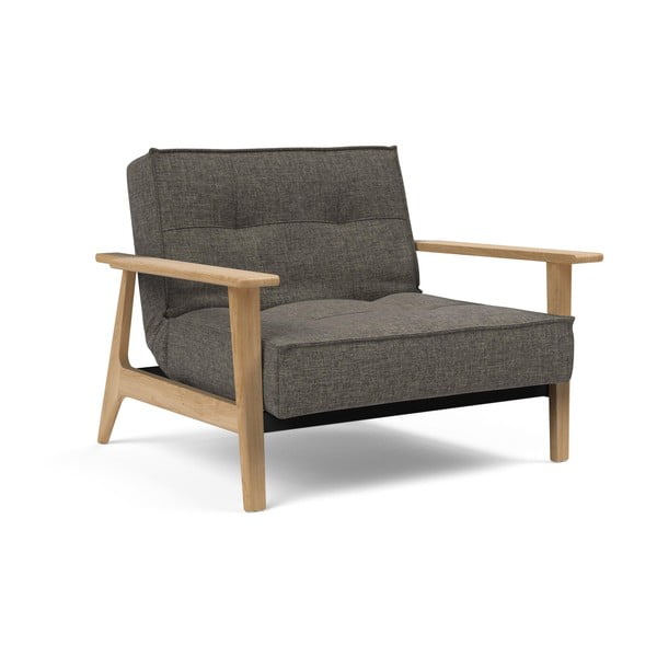 Тъмно сив сгъваем фотьойл с дървени подлакътници Splitback - Innovation