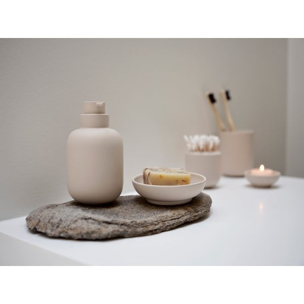 Бежов керамичен органайзер за баня за памучни тампони Sensu – Zone-image-1