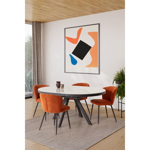 Кръгла сгъваема трапезна маса с керамичен плот с допълнителна плоча ø 120 cm Bela – Marckeric-image-2