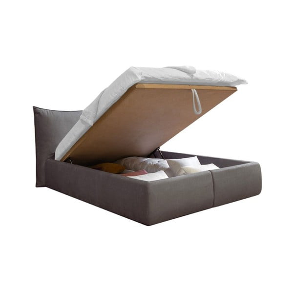 Тъмносиво тапицирано двойно легло с решетка и място за съхранение 180x200 cm Jade - Bobochic Paris-image-3