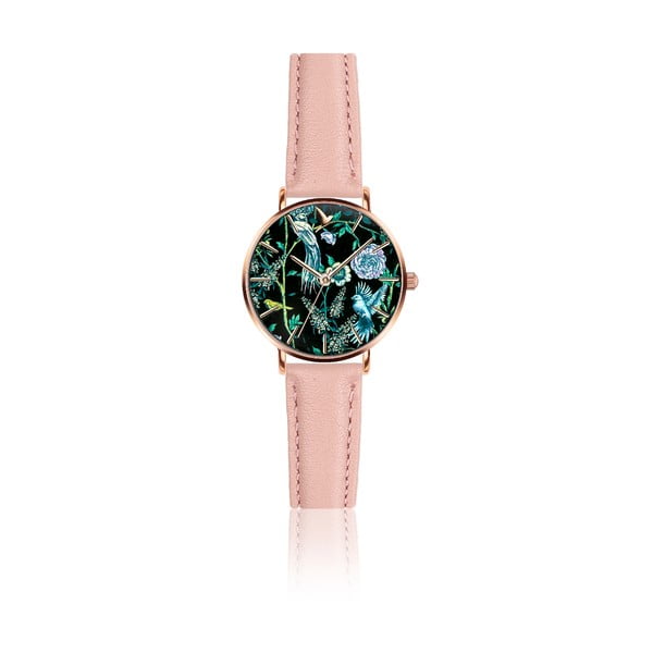 Дамски часовник с розова каишка от естествена кожа Garden - Emily Westwood