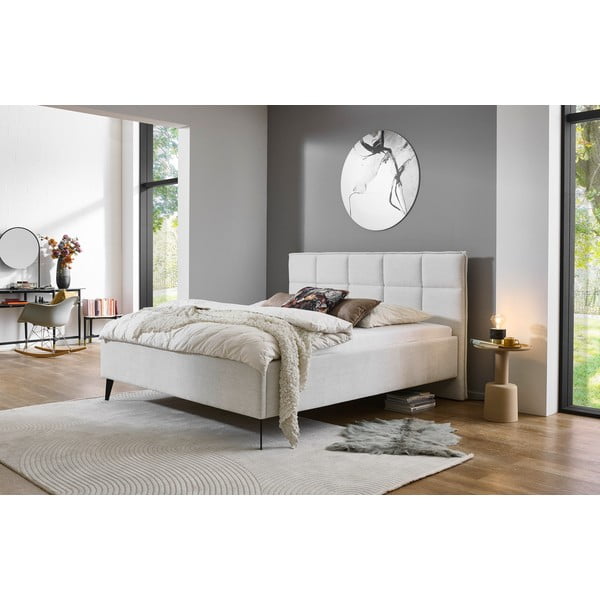 Бежово двойно легло 160x200 cm тапицирано без ламелно дъно Paulo – Meise Möbel-image-1