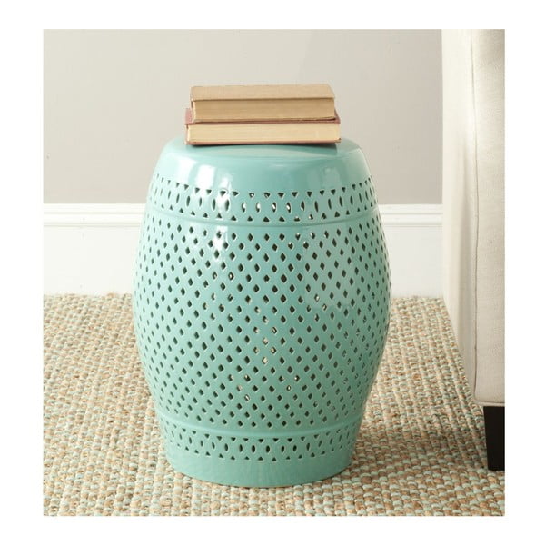 Tyrkysově modrý keramický stolek vhodný do exteriéru Safavieh Diamond, ø 35 cm-image-1