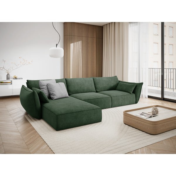 Тъмнозелен ъглов диван (ляв ъгъл) Vanda - Mazzini Sofas-image-1
