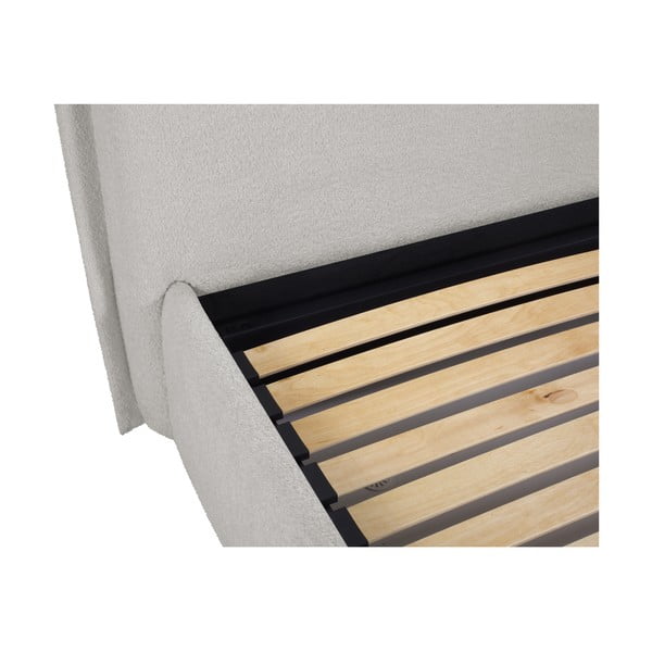 Светлосиво двойно тапицирано легло с място за съхранение с включена подматрачна рамка 160x200 cm Armie – Milo Casa-image-4