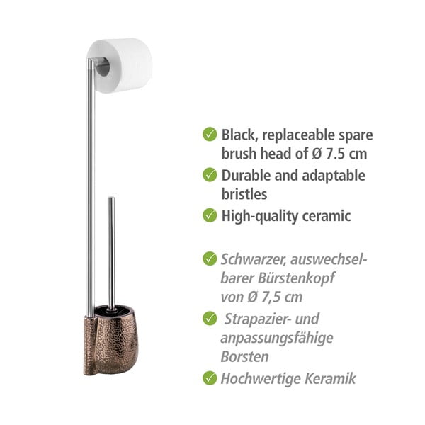 Кафява керамична поставка за тоалетна хартия с четка Marrakesh - Wenko-image-4