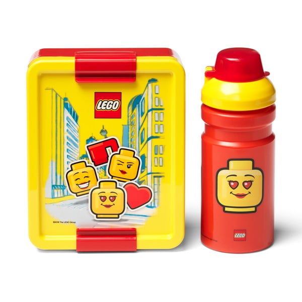 Жълта и червена кутия за закуски и комплект бутилки за пиене Iconic - LEGO®