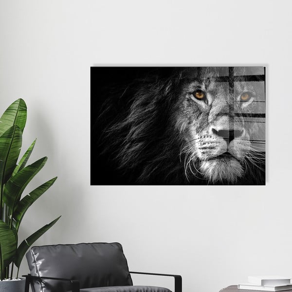 Картина върху стъкло 70x50 cm Lion - Wallity-image-4