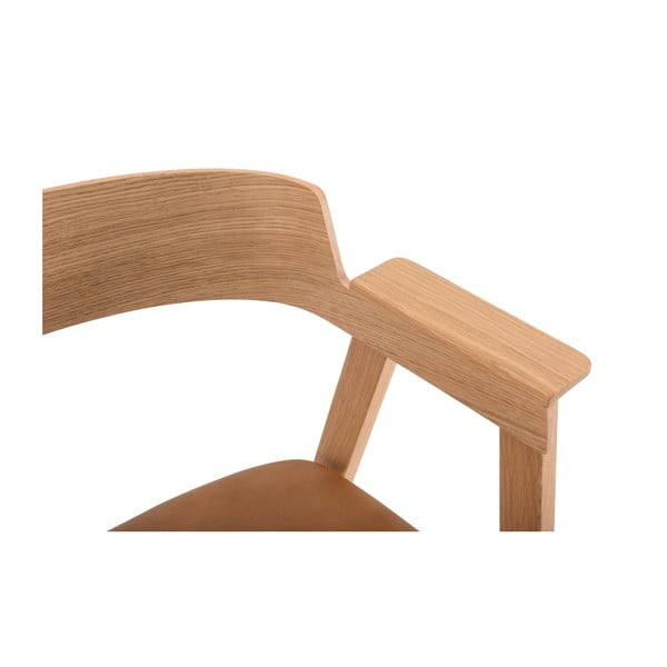 Кожен трапезен стол с подлакътници в кафяв и естествен цвят Flip – Gazzda-image-4