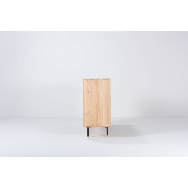 Черен/естествен нисък скрин от масивен дъб 176x100 cm Fina – Gazzda-image-4