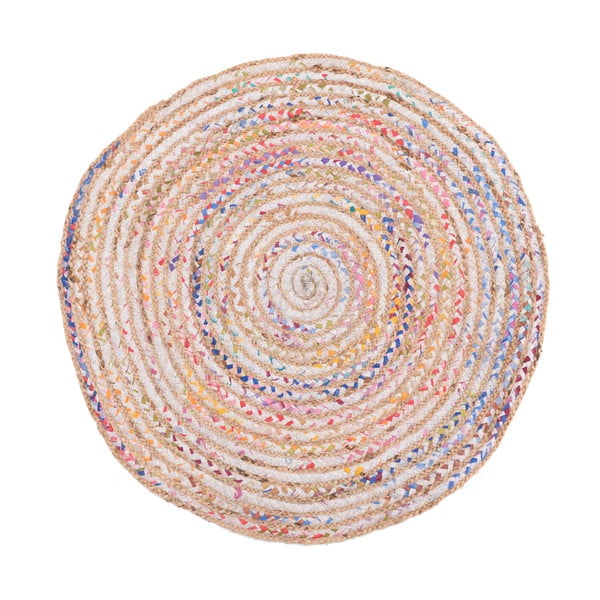 Пъстър кръгъл килим от юта и памук , ⌀ 90 см - InArt