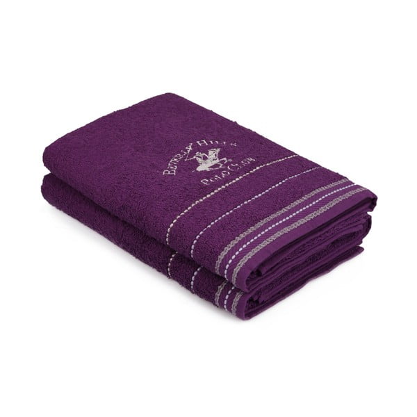 Комплект от 2 лилави кърпи Polo Club, 70 x 140 cm - Beverly Hills Polo Club