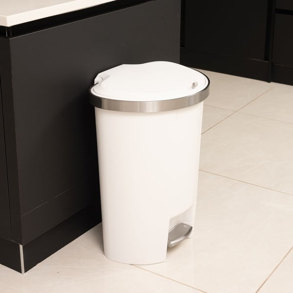 Бяло пластмасово кошче за боклук с педал 50 l – Addis-image-4