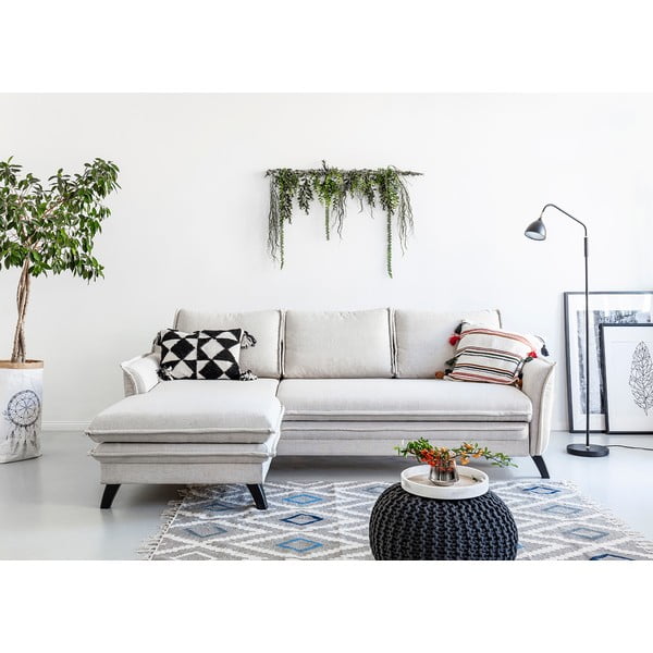 Светлобежов ъглов разтегателен диван, ляв ъгъл Charming Charlie - Miuform-image-3