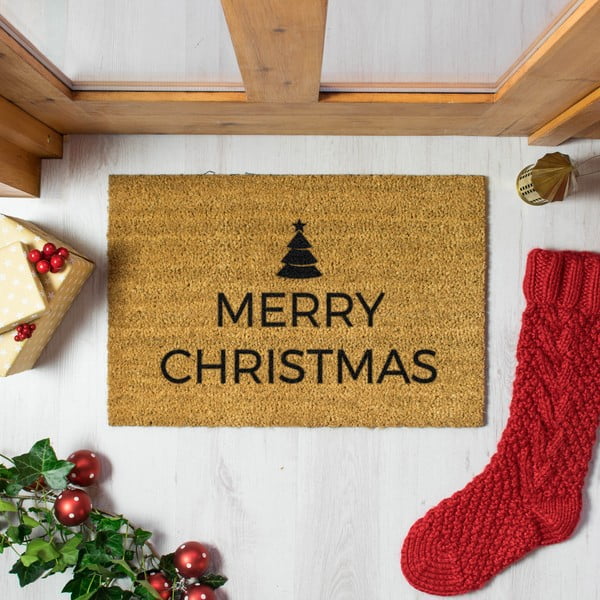 Изтривалка с коледен мотив от кокосови влакна 40x60 cm Merry Christmas – Artsy Doormats-image-1