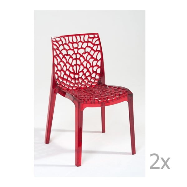 Sada 2 červených jídelních židlí Castagnetti Afrodite