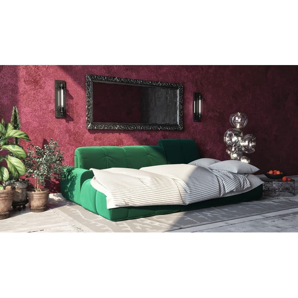 Тъмнозелен кадифен ъглов разтегателен диван Devichy , ляв ъгъл Tous - devichy-image-1