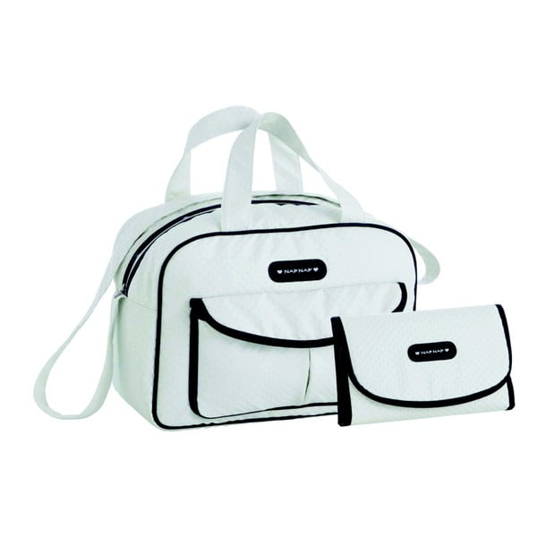 Комплект бяла чанта за количка и подложка за преповиване Dots - Naf Naf