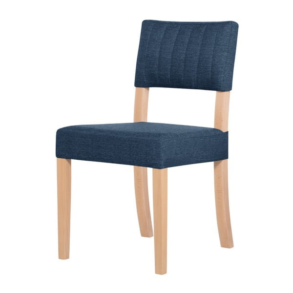 Denimově modrá židle s hnědými nohami Ted Lapidus Maison Néroli
