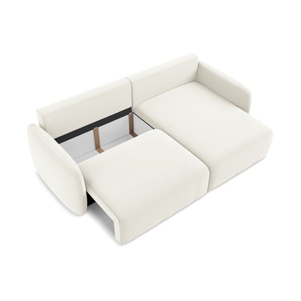 Кремав кадифен сгъваем/с място за съхранение ъглов диван (десен ъгъл) Kalena – Makamii-image-4