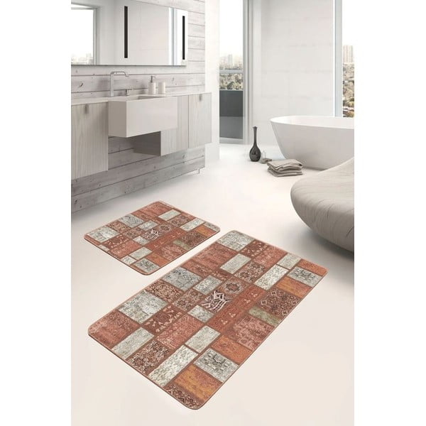 Кафяви кадифени килими за баня в комплект от 2 бр. 60x100 cm – Mila Home-image-3